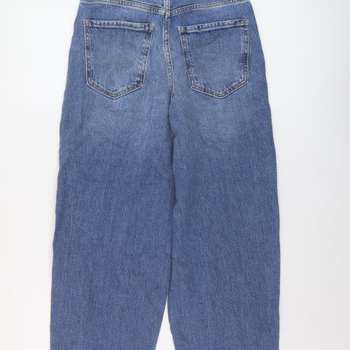 Marks and Spencer Womens Blue Cotton Mom Jeans Size 6 L23 in Regular Button