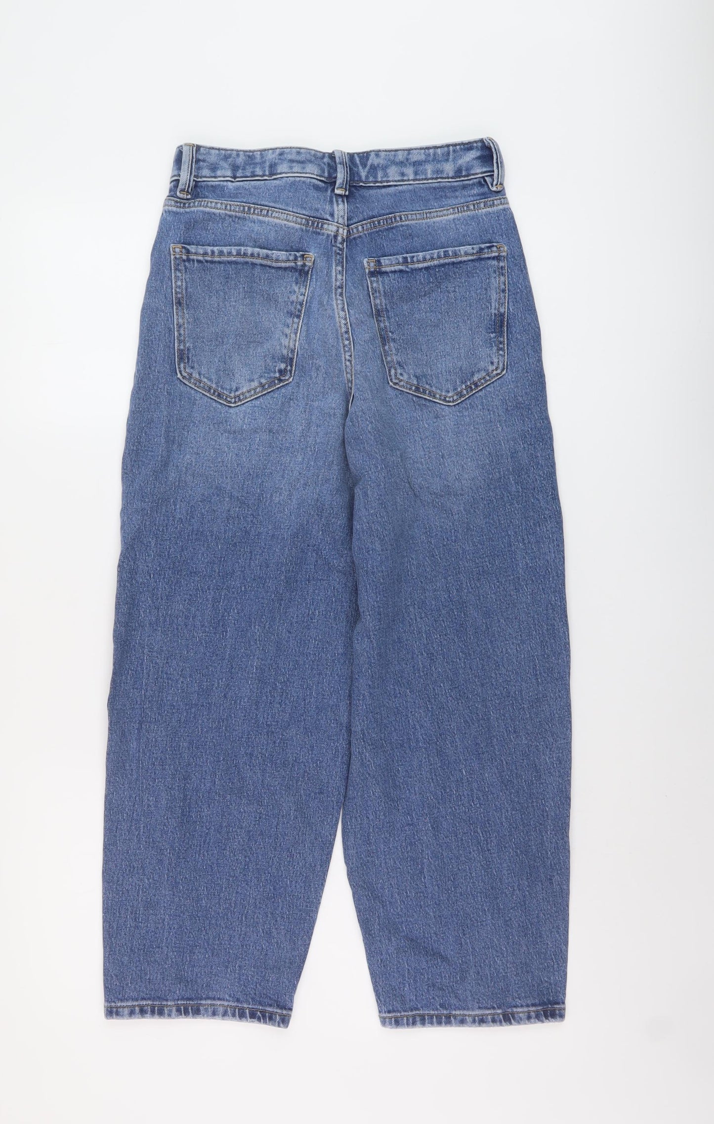 Marks and Spencer Womens Blue Cotton Mom Jeans Size 6 L23 in Regular Button