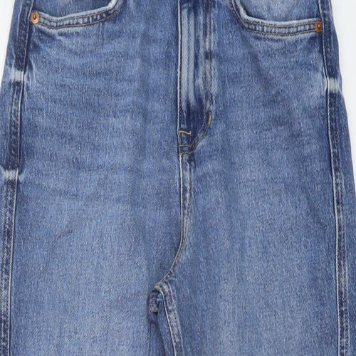 Marks and Spencer Womens Blue Cotton Mom Jeans Size 6 L23 in Regular Button