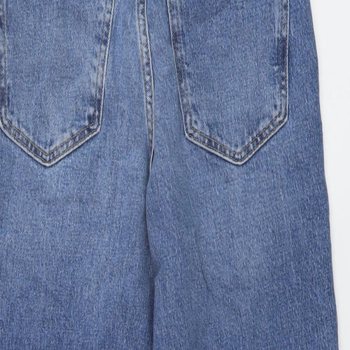 Marks and Spencer Womens Blue Cotton Mom Jeans Size 6 L23 in Regular Button