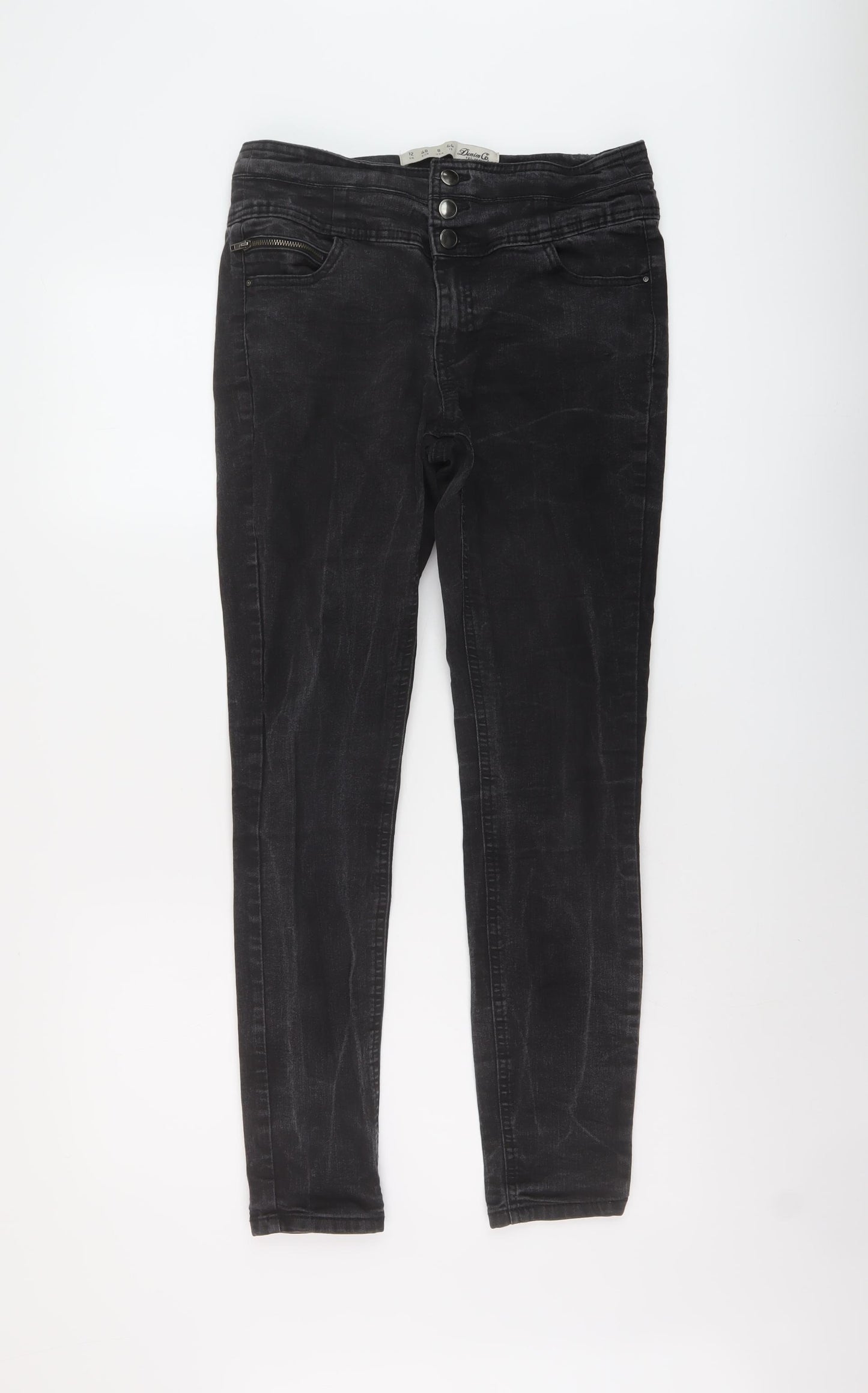 Denim & Co. Womens Black Cotton Skinny Jeans Size 12 L29 in Regular Button