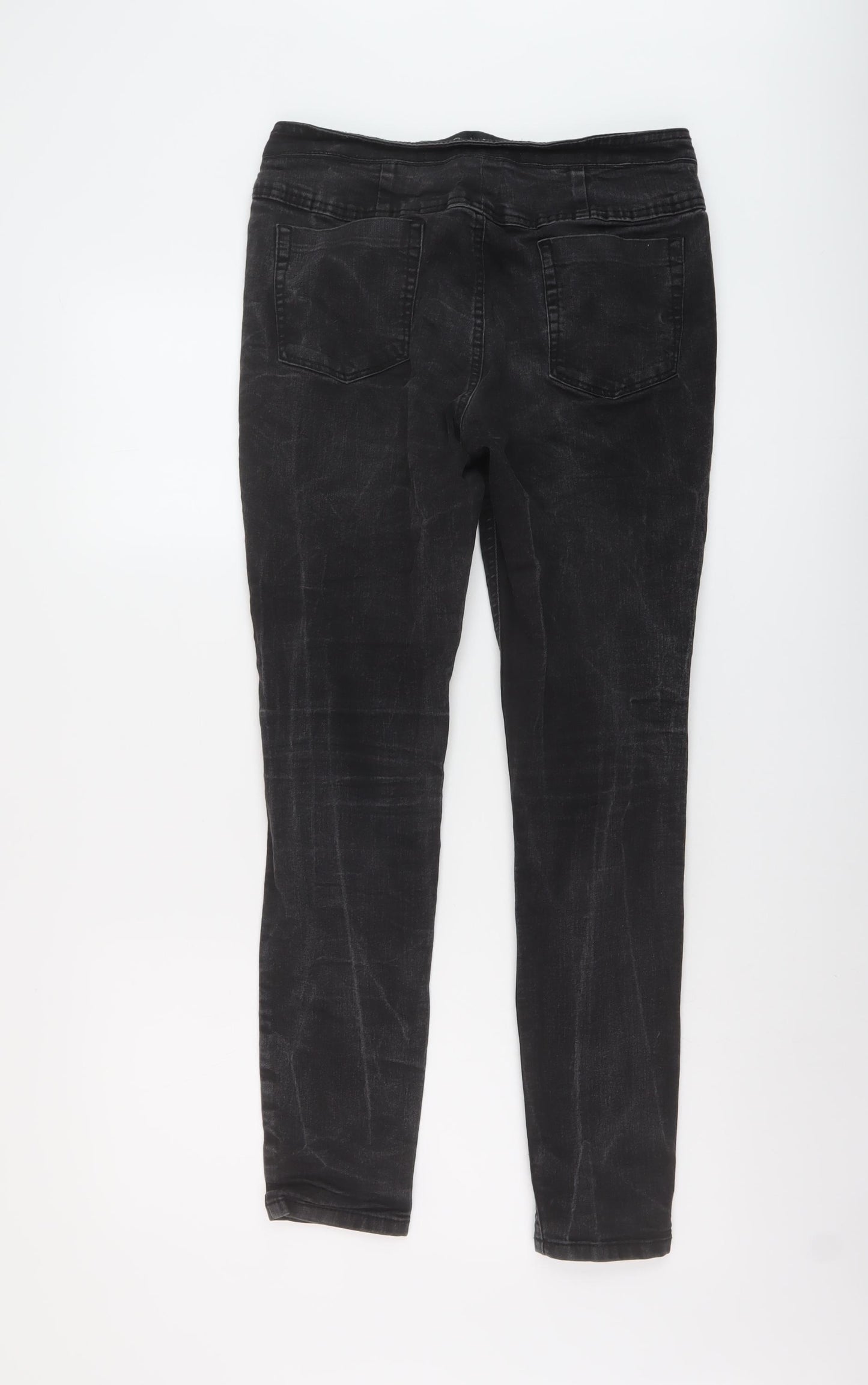 Denim & Co. Womens Black Cotton Skinny Jeans Size 12 L29 in Regular Button