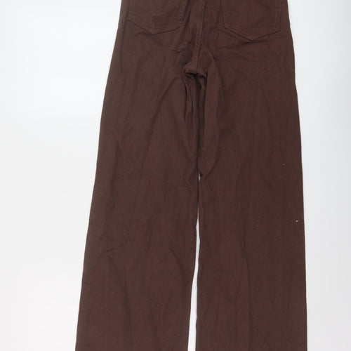 H&M Womens Brown Cotton Wide-Leg Jeans Size 6 L31 in Regular Button