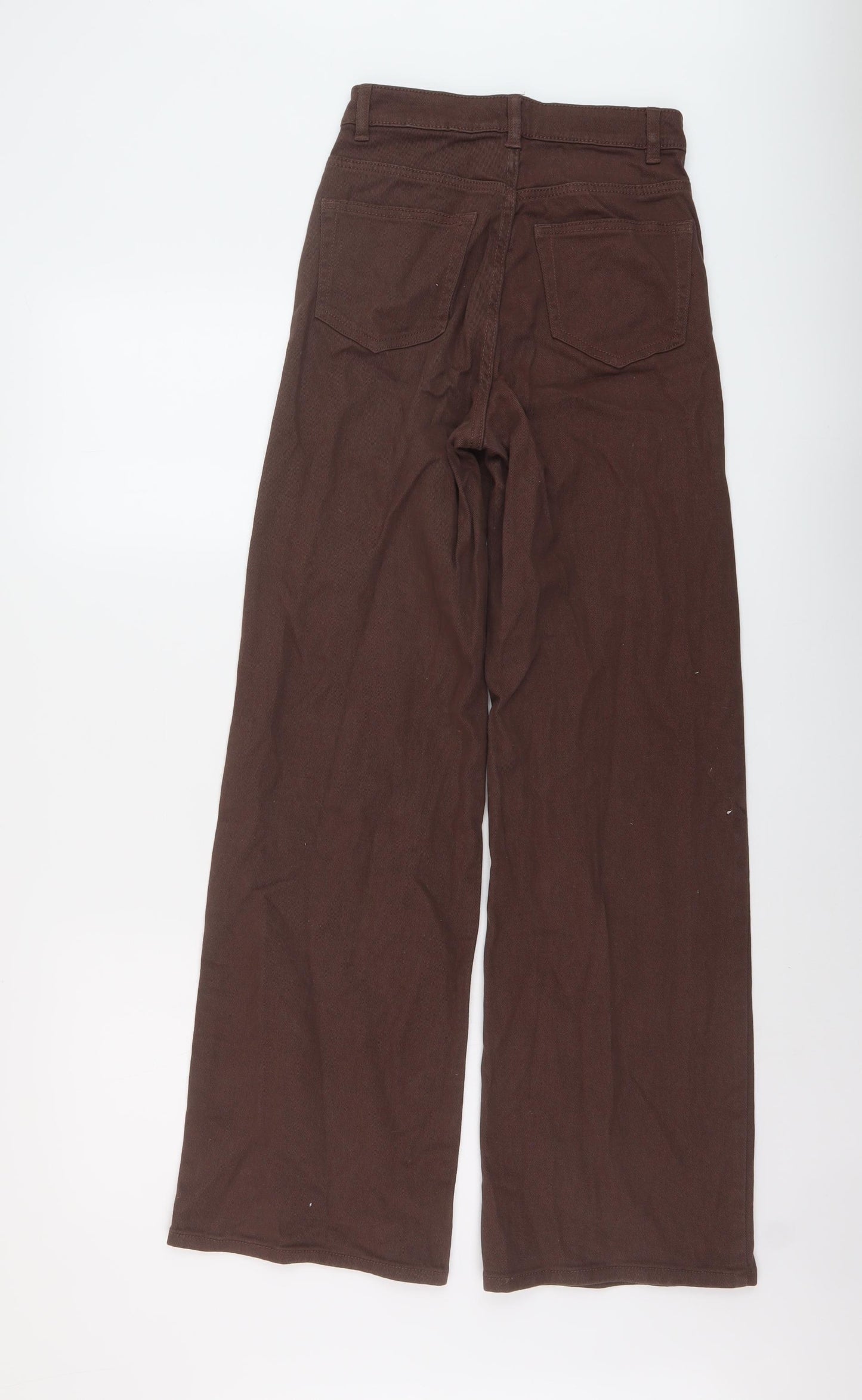 H&M Womens Brown Cotton Wide-Leg Jeans Size 6 L31 in Regular Button