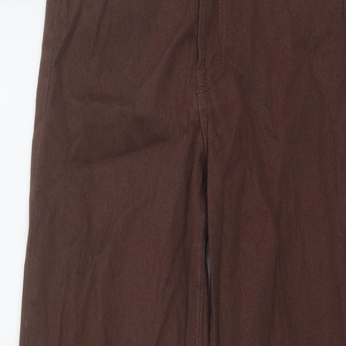 H&M Womens Brown Cotton Wide-Leg Jeans Size 6 L31 in Regular Button