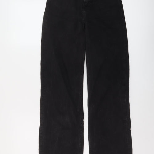 Denim & Co. Womens Black Cotton Wide-Leg Jeans Size 8 L31 in Regular Button