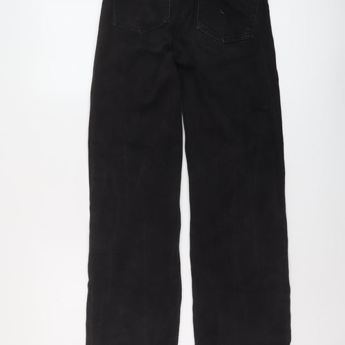 Denim & Co. Womens Black Cotton Wide-Leg Jeans Size 8 L31 in Regular Button