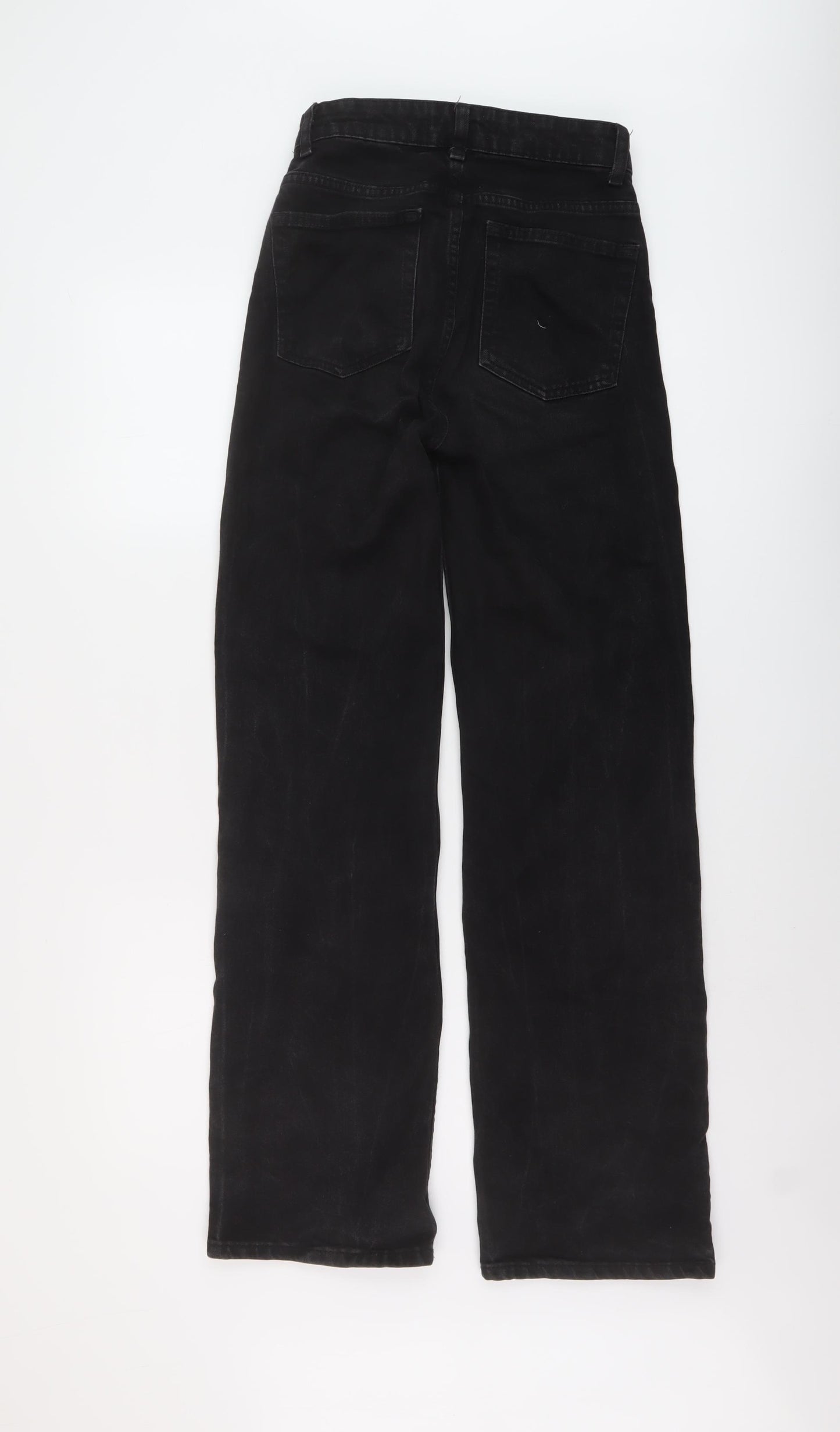 Denim & Co. Womens Black Cotton Wide-Leg Jeans Size 8 L31 in Regular Button