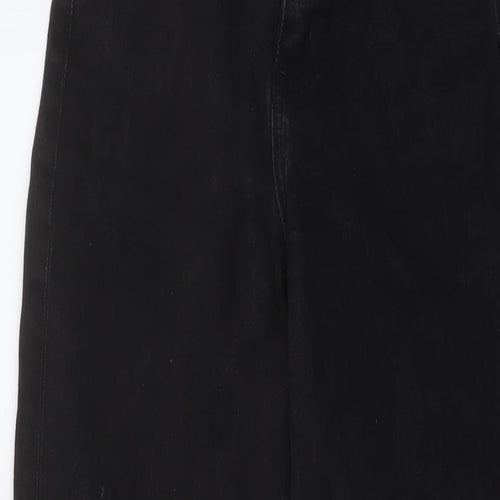 Denim & Co. Womens Black Cotton Wide-Leg Jeans Size 8 L31 in Regular Button