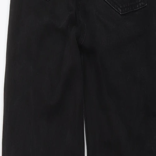 Denim & Co. Womens Black Cotton Wide-Leg Jeans Size 8 L31 in Regular Button