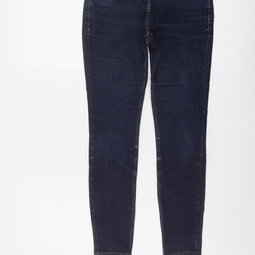 NEXT Womens Blue Cotton Skinny Jeans Size 8 L27 in Regular Button