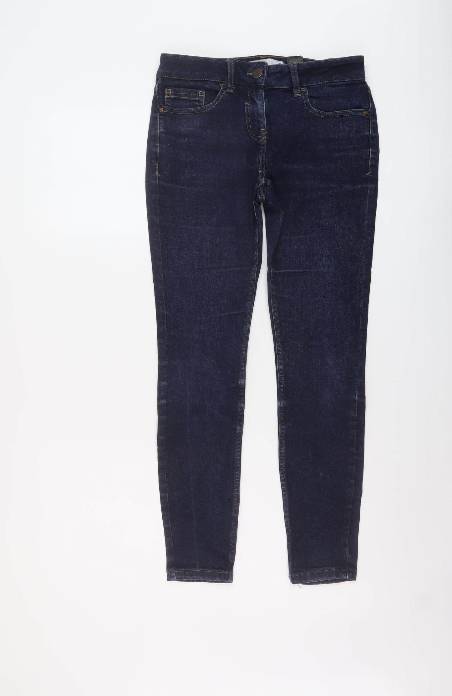 NEXT Womens Blue Cotton Skinny Jeans Size 8 L27 in Regular Button