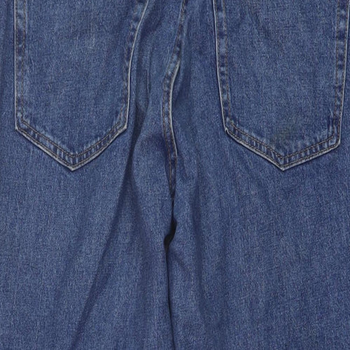 H&M Womens Blue Cotton Straight Jeans Size 14 L25 in Regular Button - Vintage