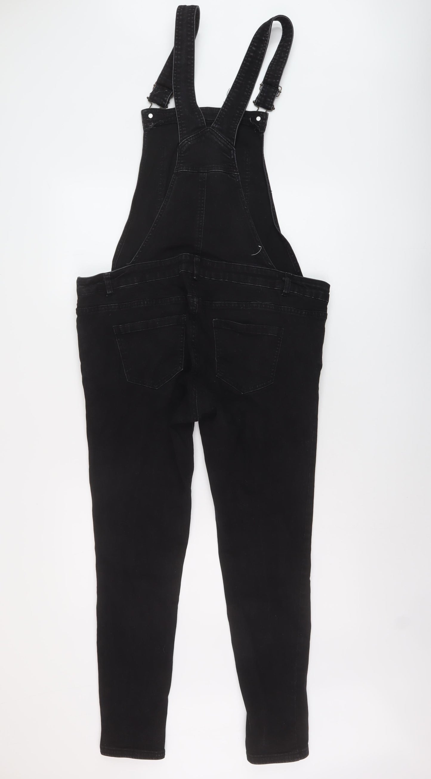 New Look Womens Black Cotton Dungaree One-Piece Size 12 L28 in Buckle