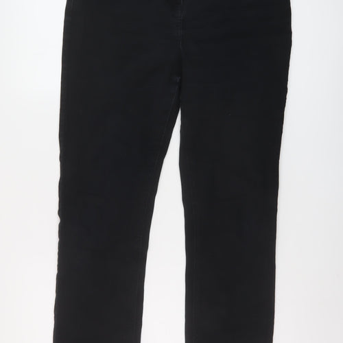 NEXT Womens Black Cotton Straight Jeans Size 16 L29 in Slim Button