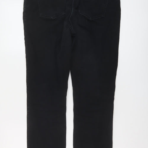 NEXT Womens Black Cotton Straight Jeans Size 16 L29 in Slim Button