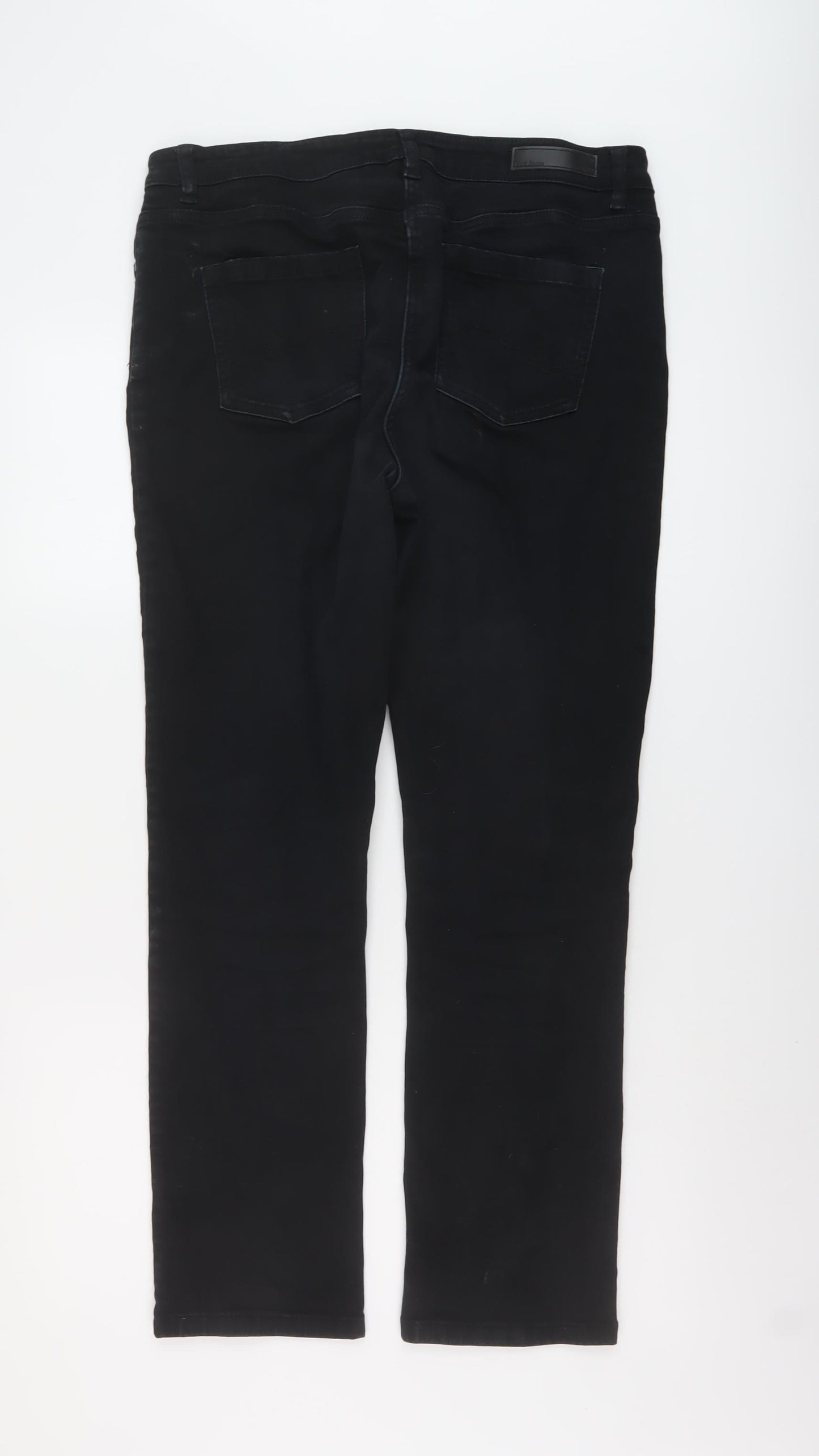 NEXT Womens Black Cotton Straight Jeans Size 16 L29 in Slim Button