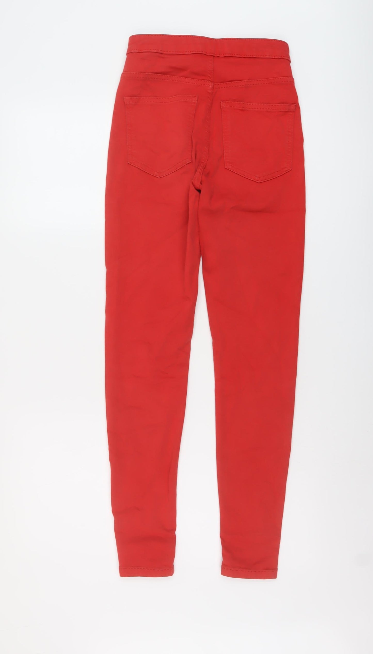 Marks and Spencer Womens Red Cotton Skinny Jeans Size 8 L28 in Regular Button