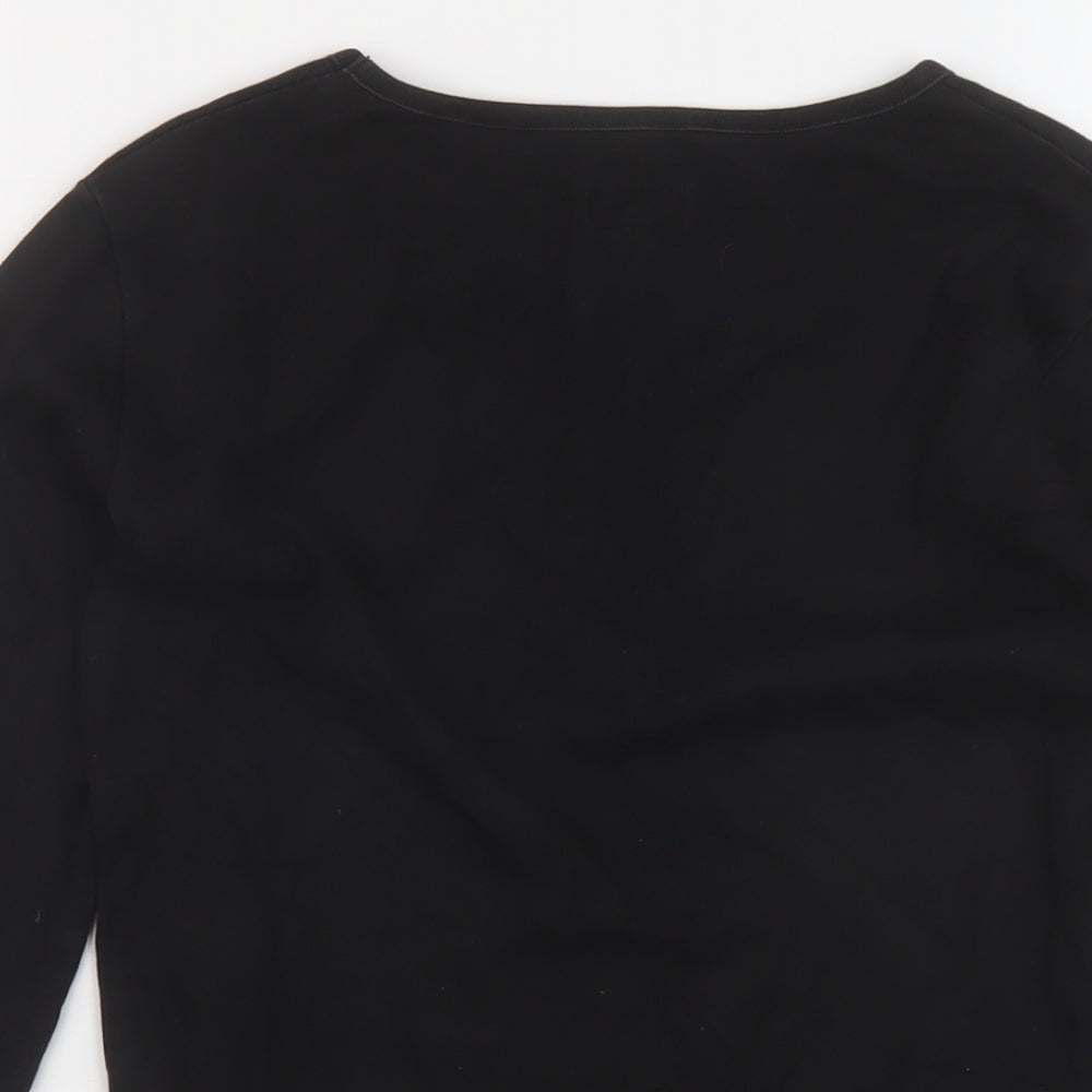 Armani Jeans Womens Black Cotton Basic T-Shirt Size 14 Round Neck