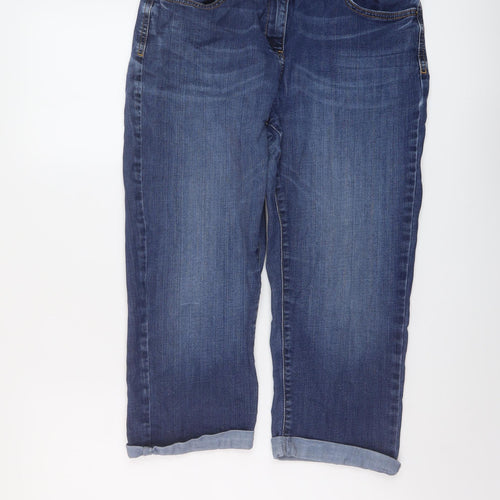 Marks and Spencer Womens Blue Cotton Cropped Jeans Size 12 L20 in Regular Button