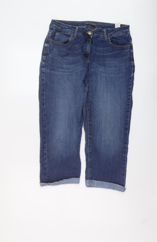 Marks and Spencer Womens Blue Cotton Cropped Jeans Size 12 L20 in Regular Button