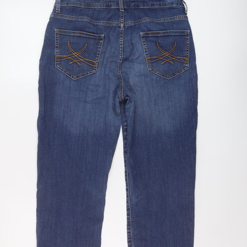 Marks and Spencer Womens Blue Cotton Cropped Jeans Size 12 L20 in Regular Button