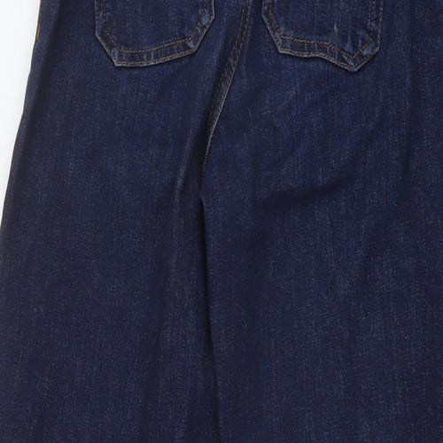 Primark Womens Blue Cotton Wide-Leg Jeans Size 8 L31 in Regular Button