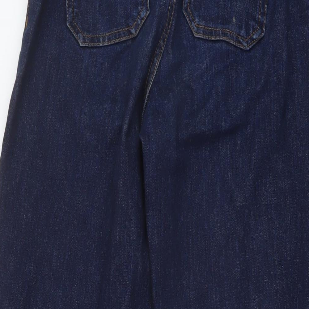 Primark Womens Blue Cotton Wide-Leg Jeans Size 8 L31 in Regular Button