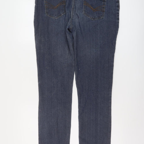 F&F Womens Blue Cotton Straight Jeans Size 16 L32 in Regular Button - Vintage