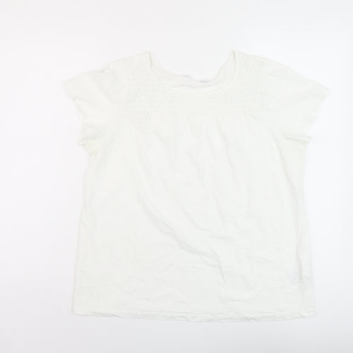 NEXT Womens White Cotton Basic T-Shirt Size 14 Crew Neck