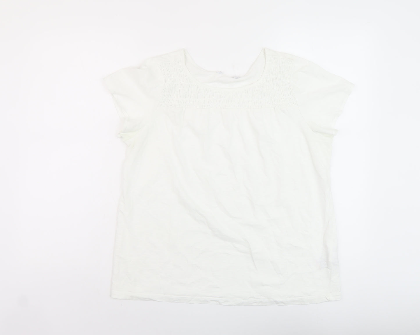 NEXT Womens White Cotton Basic T-Shirt Size 14 Crew Neck