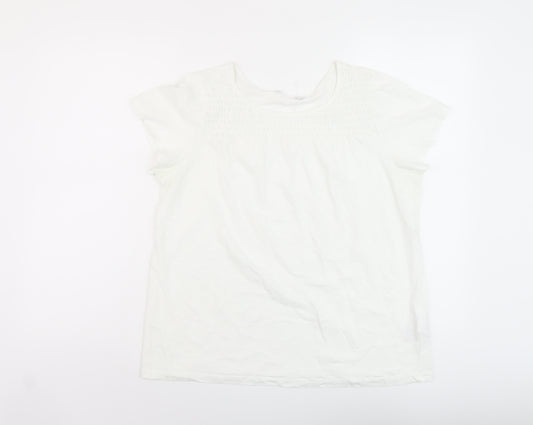 NEXT Womens White Cotton Basic T-Shirt Size 14 Crew Neck