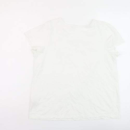 NEXT Womens White Cotton Basic T-Shirt Size 14 Crew Neck