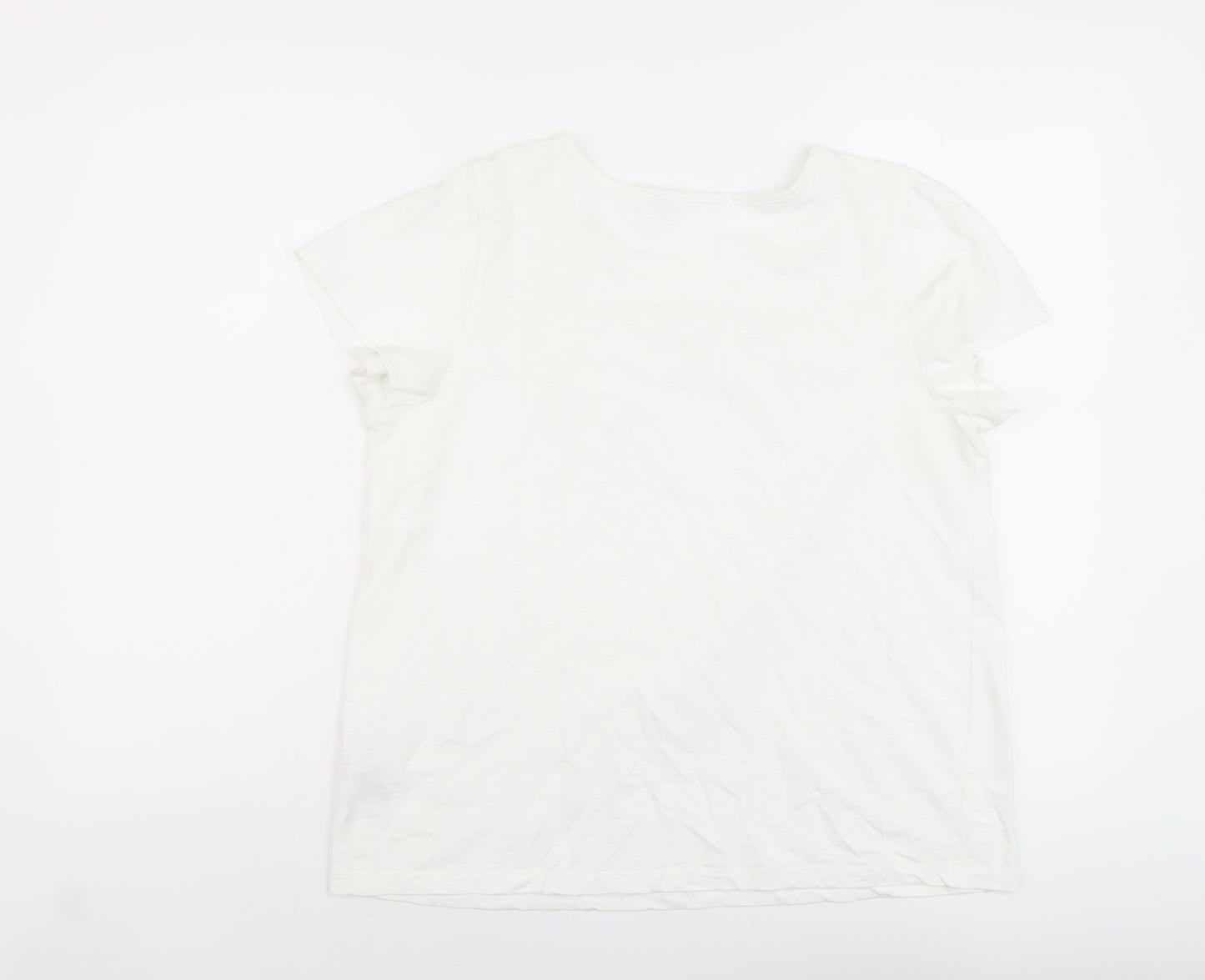 NEXT Womens White Cotton Basic T-Shirt Size 14 Crew Neck