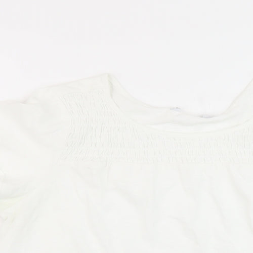 NEXT Womens White Cotton Basic T-Shirt Size 14 Crew Neck