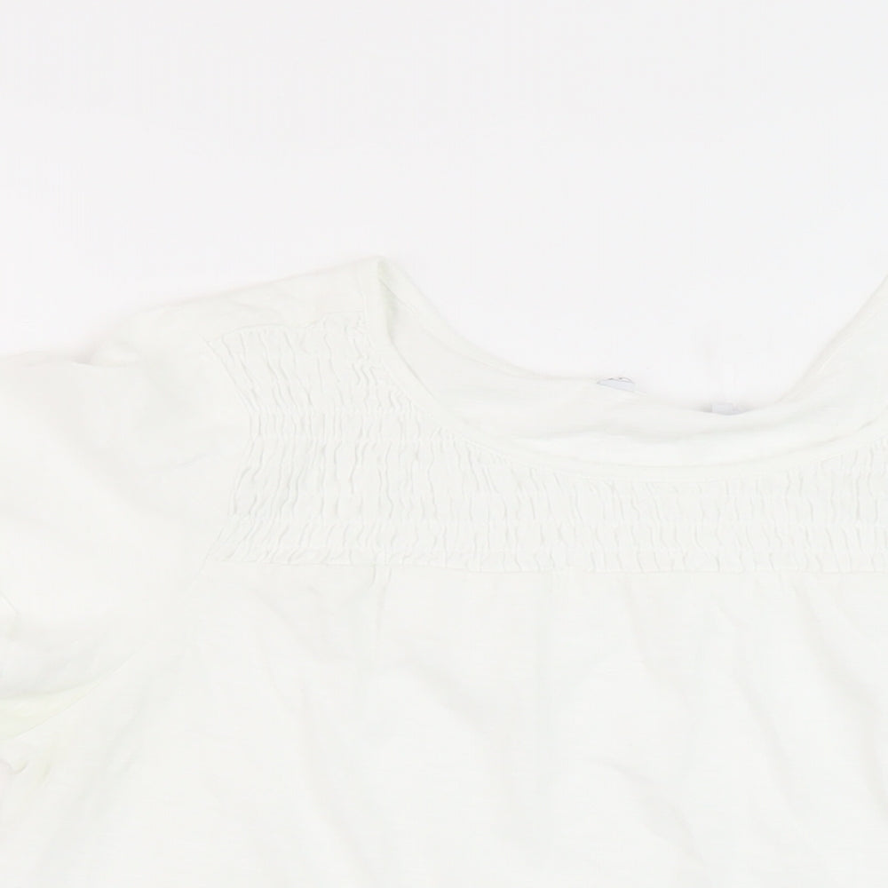 NEXT Womens White Cotton Basic T-Shirt Size 14 Crew Neck