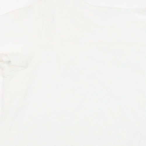 NEXT Womens White Cotton Basic T-Shirt Size 14 Crew Neck