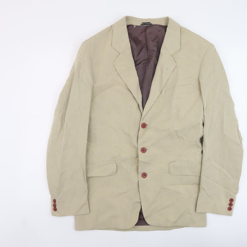 Club Mens Beige Polyester Jacket Suit Jacket Size 38 Regular