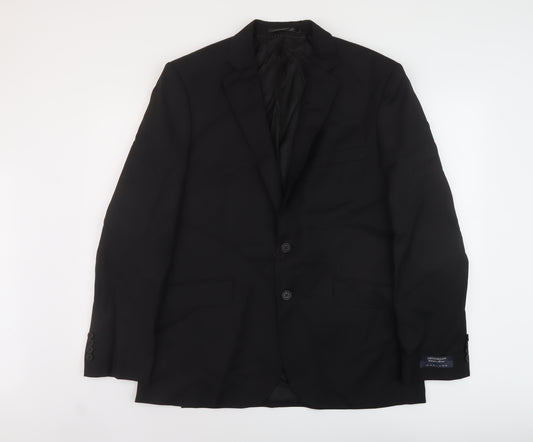 Jaeger Mens Black Wool Jacket Suit Jacket Size 42 Regular