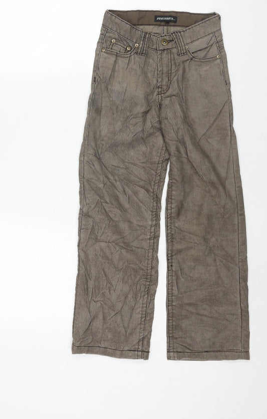 Rebel Boys Brown Cotton Carpenter Trousers Size 8-9 Years L24 in Regular Zip