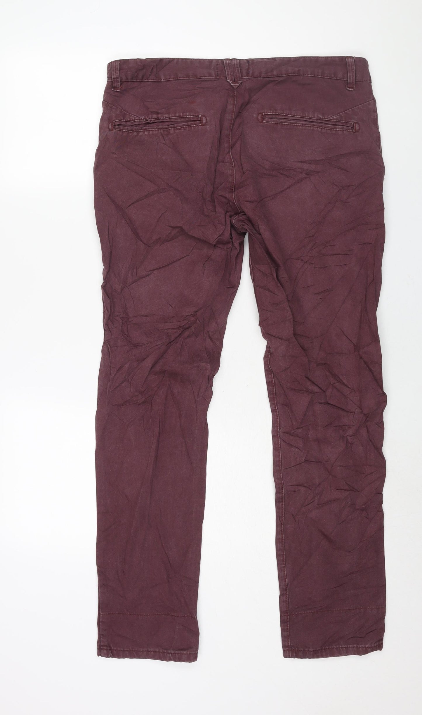 Topman Mens Purple Cotton Chino Trousers Size 34 in L32 in Regular Button