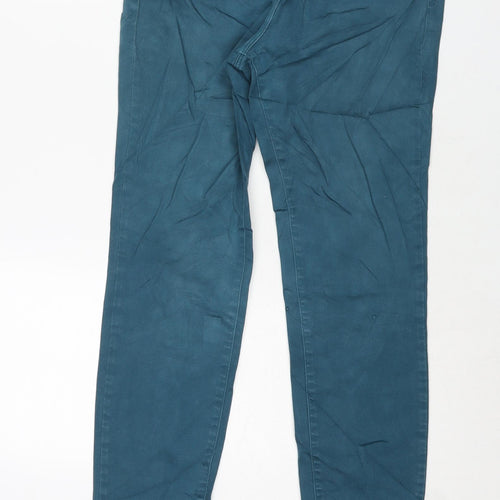 Marks and Spencer Womens Blue Cotton Skinny Jeans Size 12 L29 in Regular Zip