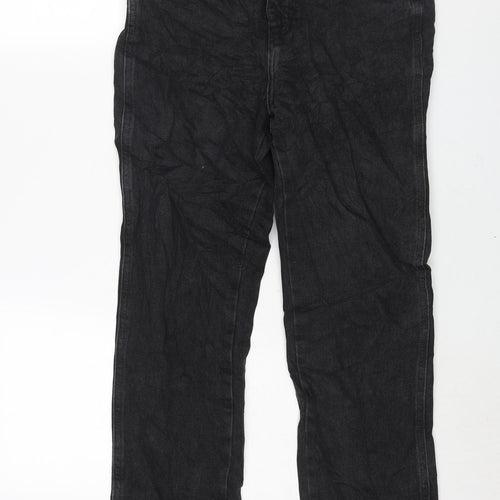 Denim & Co. Womens Black Cotton Flared Jeans Size 10 L30 in Regular Zip - Vented Hems