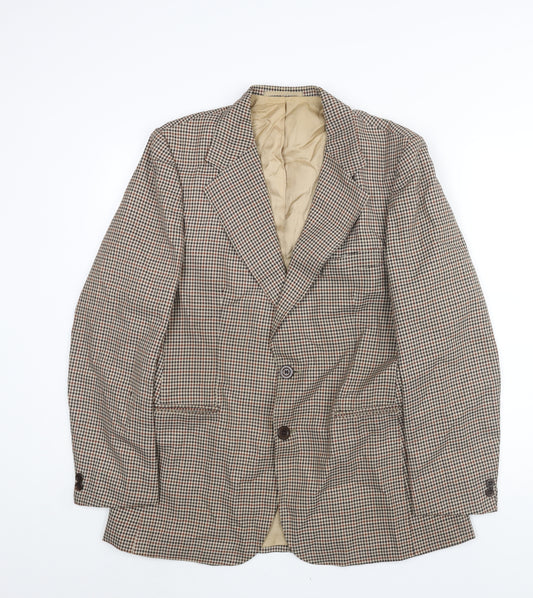 St Michael Mens Brown Houndstooth Polyester Jacket Suit Jacket Size 38 Regular - Size 37-28