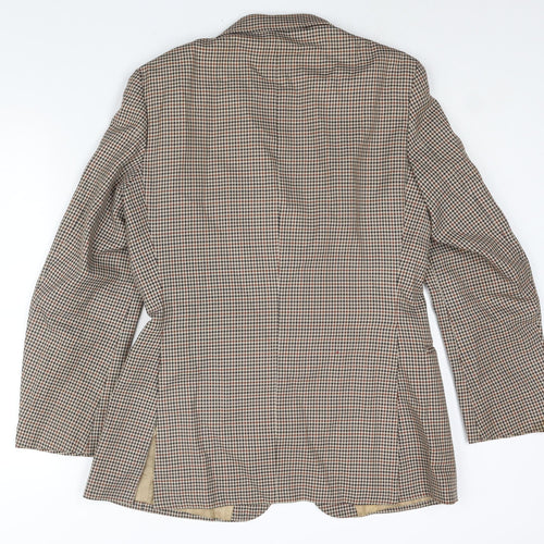 St Michael Mens Brown Houndstooth Polyester Jacket Suit Jacket Size 38 Regular - Size 37-28