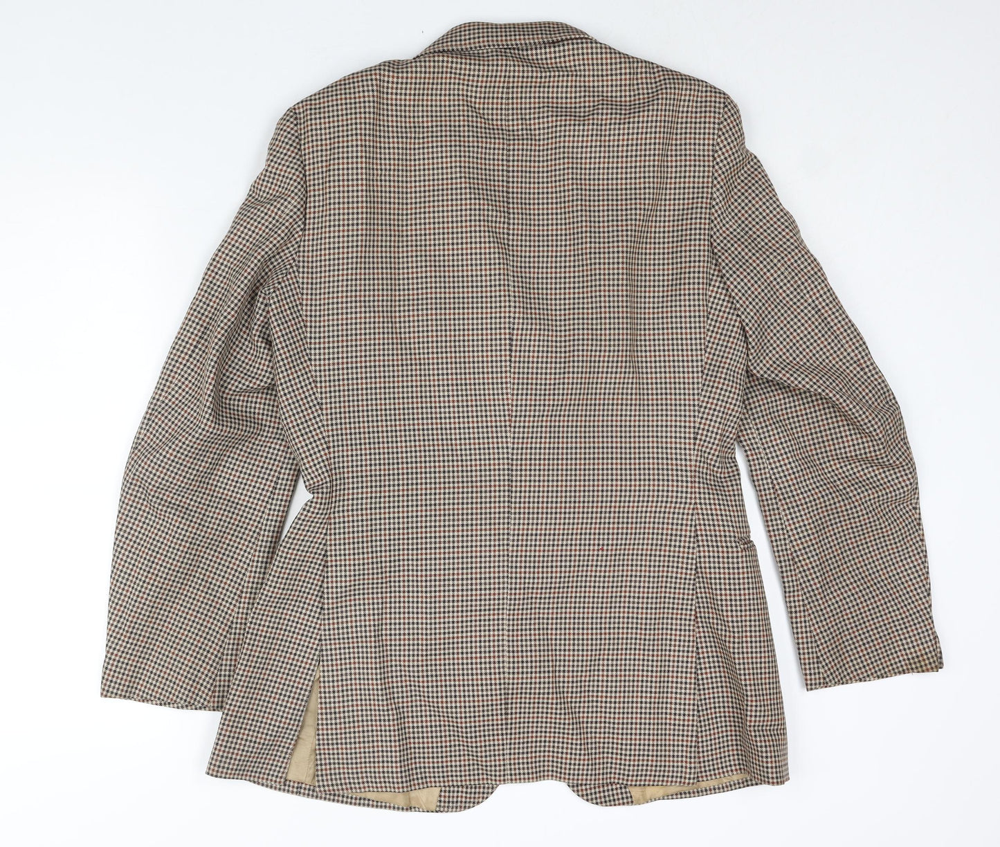 St Michael Mens Brown Houndstooth Polyester Jacket Suit Jacket Size 38 Regular - Size 37-28