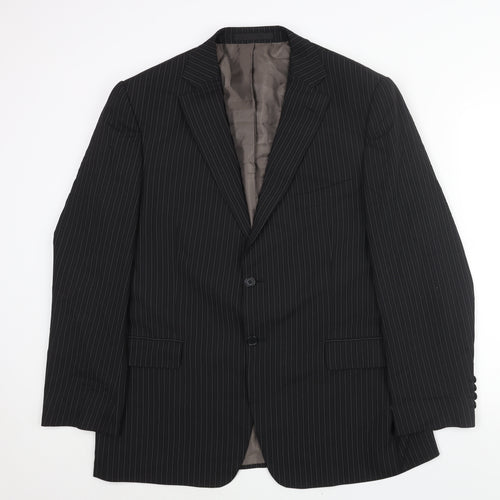 Marks and Spencer Mens Black Striped Polyester Jacket Suit Jacket Size 44 Regular