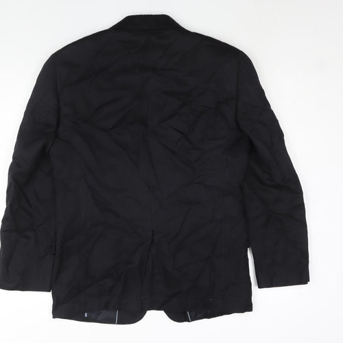 John Lewis Mens Black Silk Jacket Suit Jacket Size 38 Regular