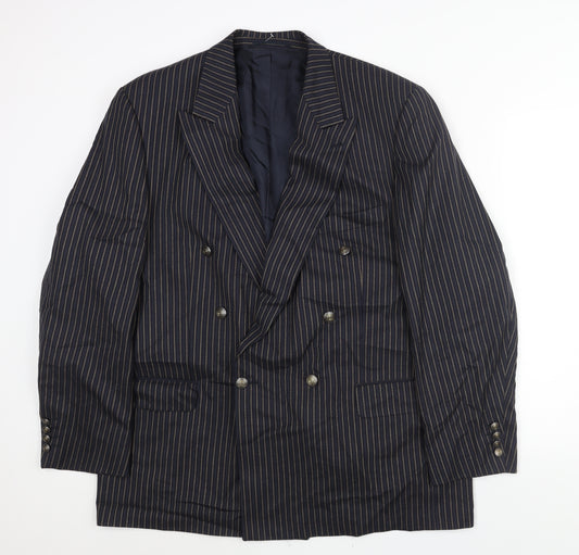 Blacks Mens Blue Striped Viscose Jacket Suit Jacket Size 48 Regular