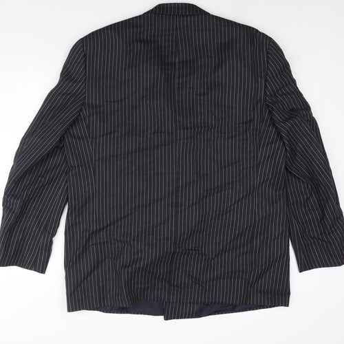 Blacks Mens Blue Striped Viscose Jacket Suit Jacket Size 48 Regular